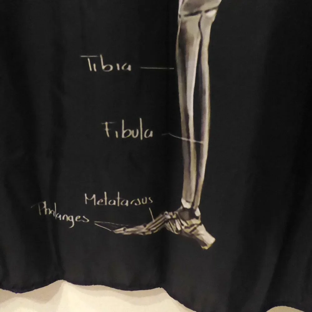 NEW GOTHIC HALLOWEEN SKELETON MEDICAL ANATOMY ILLUSTRATION SHOWER CURTAIN ODDITY